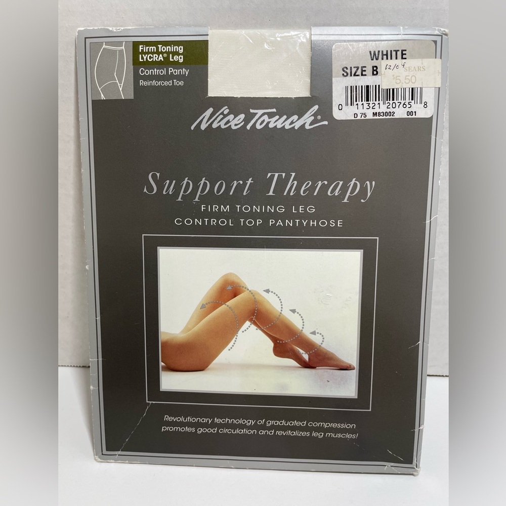 Nice Touch Firm Toning Pantyhose in White Size B, NIP
